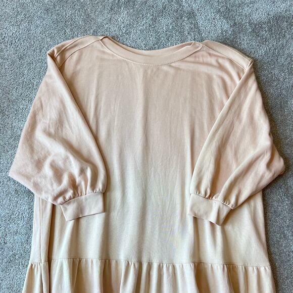 Free People Sweatshirt Dress Sunny Side Tiered Ruffle Ombre Blush Ivory (Sz XL) - Picture 10 of 12